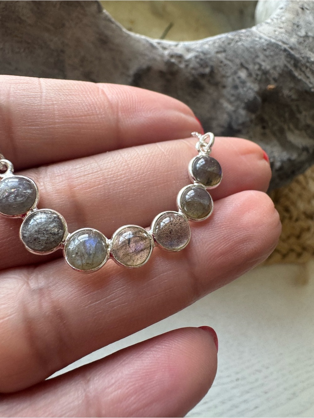 STERLING SILVER LABRADORITE GEMSTONE NECKLACE
